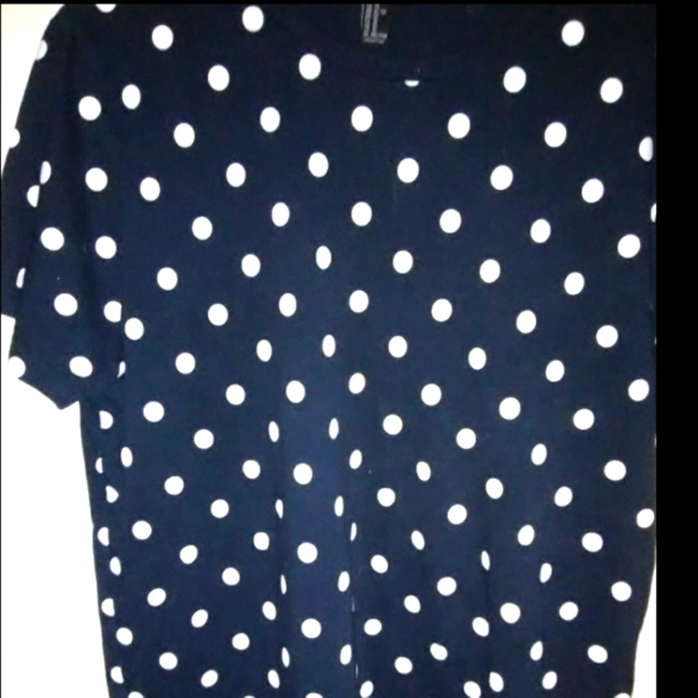 Navy Blue & White Polka Dot T Shirt